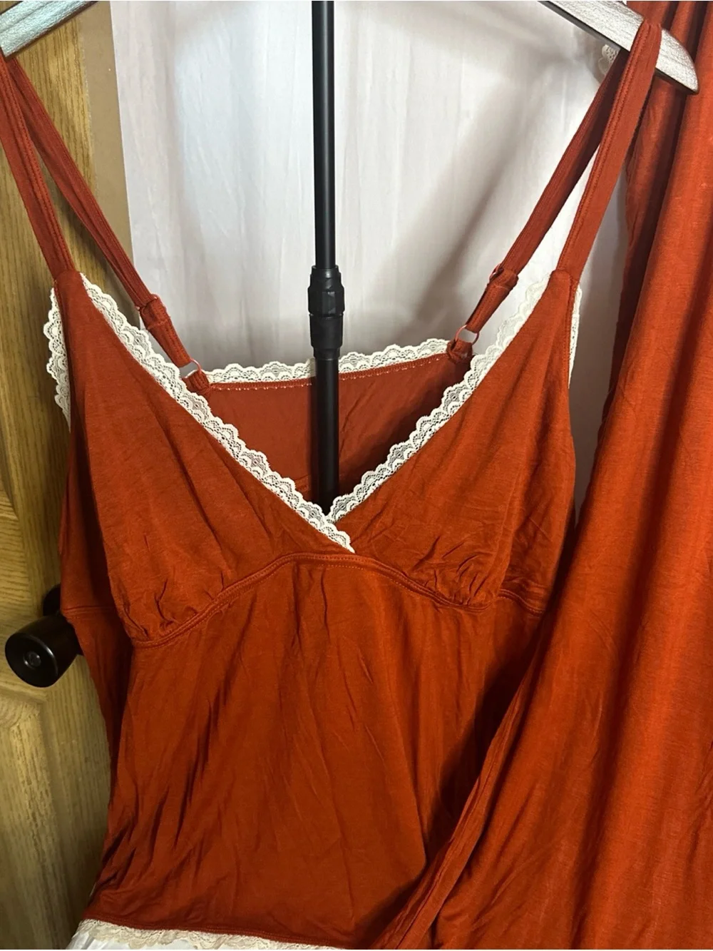 Adore Me Rust Camisole and Wide-Leg Pajama Set with Cream Lace